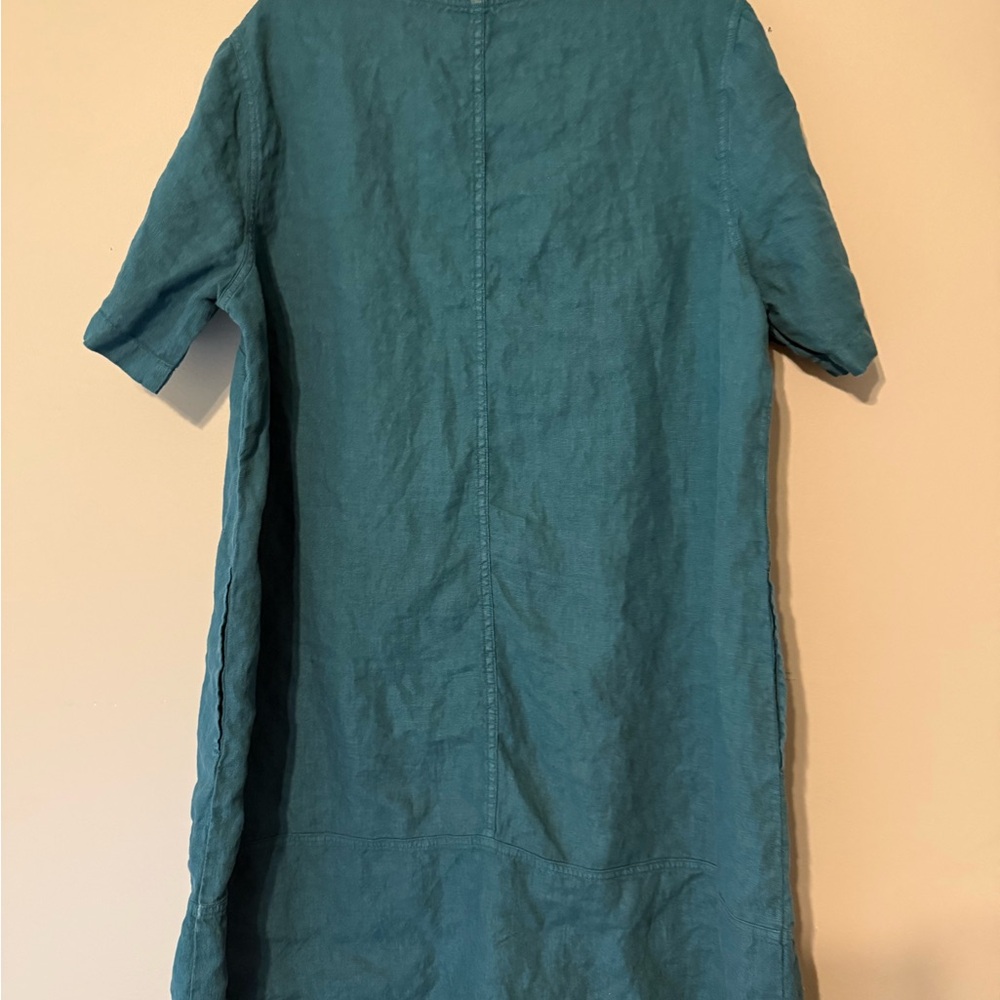 Teal Linen Dress - Picture 2 of 3